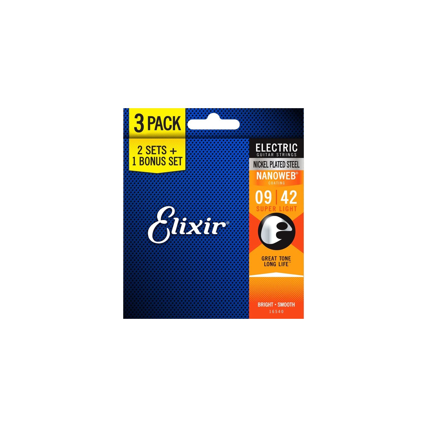 ELIXIR - 16540 - Nanoweb Coated Electric Guitar Strings Super Light 9-42 - 3-Pack ELIXIR - 16540 - Nanoweb Coated Electric Guitar Strings Super Light 9-42 - 3-Pack