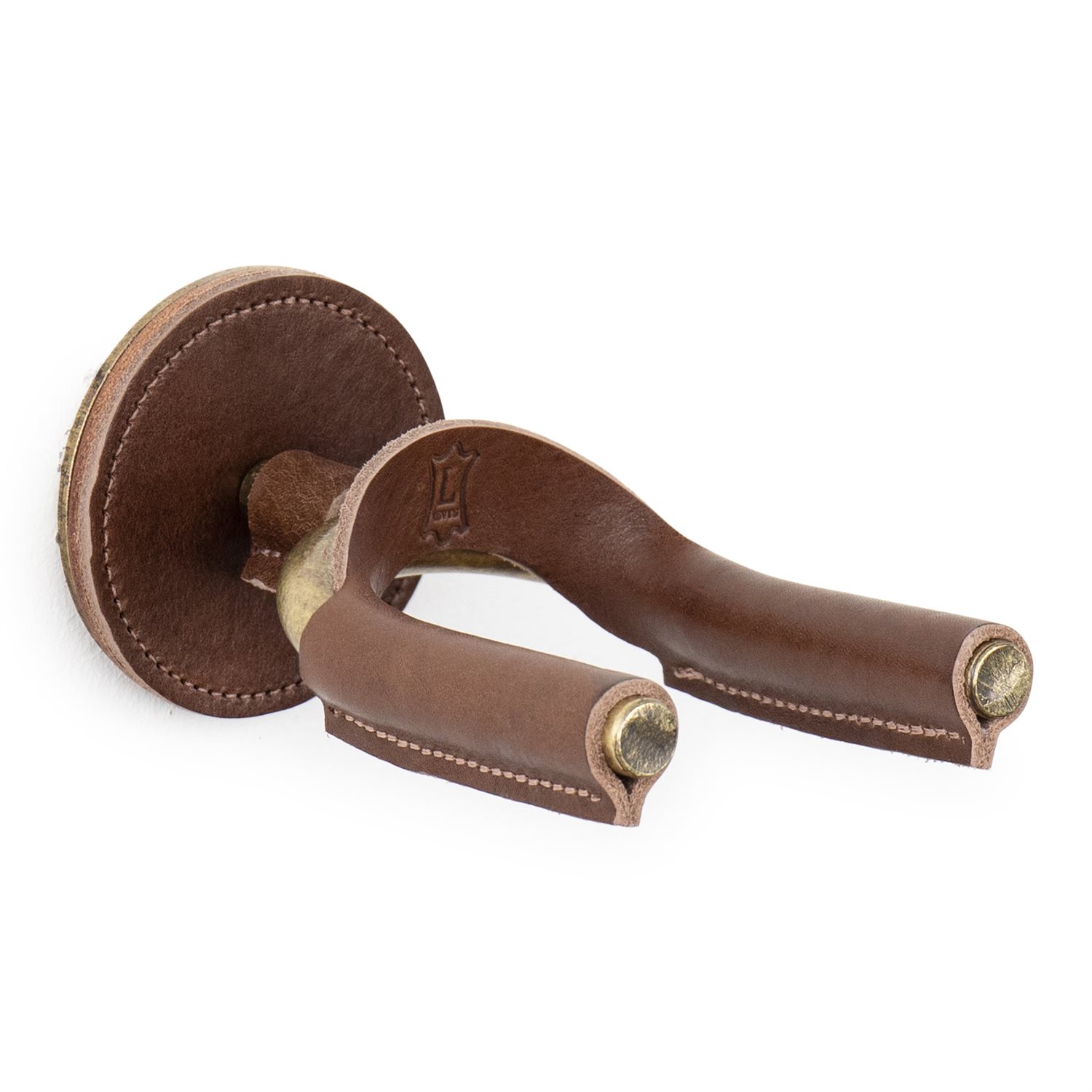 LEVY'S - LVY-FGHNGR-BRTN - Brass Forged Guitar Hanger w / Tan Leather