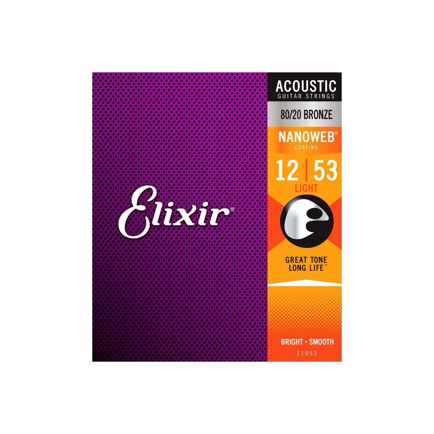 Elixir - 11052 - acoustic guitar strings - 80 / 20 Bronze - Nanoweb Coating - 12-53 Elixir - 11052 - acoustic guitar strings - 80 / 20 Bronze - Nanoweb Coating - 12-53