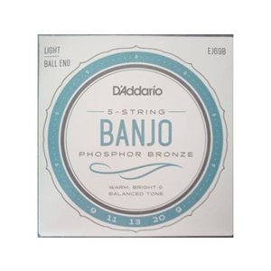 D'ADDARIO - EJ69B - BALL-END STRING SET FOR 5-STRING BANJO - REGULAR LIGHT SET - 09-20