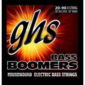 GHS - 8LS-DYB - Regular Bass Boomers Roundwound Electric Bass Strings - 8-String Set - Extra Long Scale (20 - 90)
