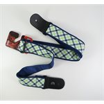 PLANET - 50GCW03 - Gingham Navy / Teal Guitar Strap