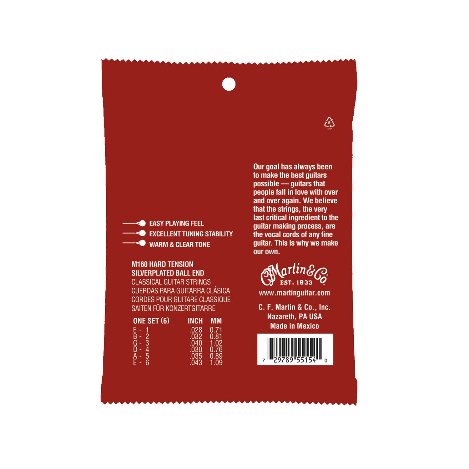 MARTIN m160 CLASSICAL NYLON GUITAR STRINGS hard tension